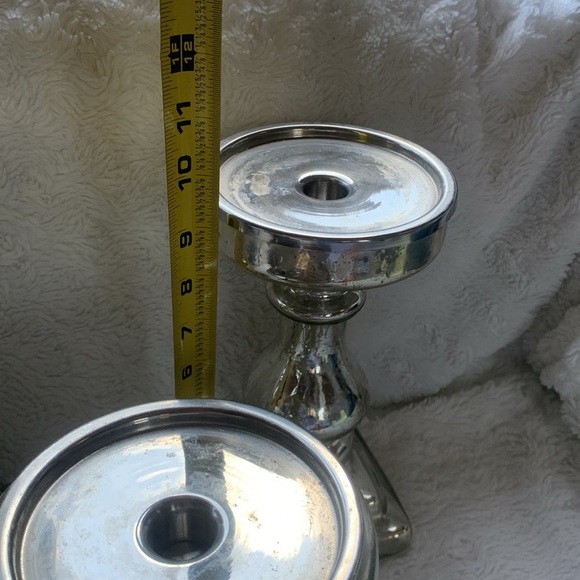 Mercury glass Antiqued Mirror Chunky Candleholder set of 3 glam shabby chic - Picture 6 of 14